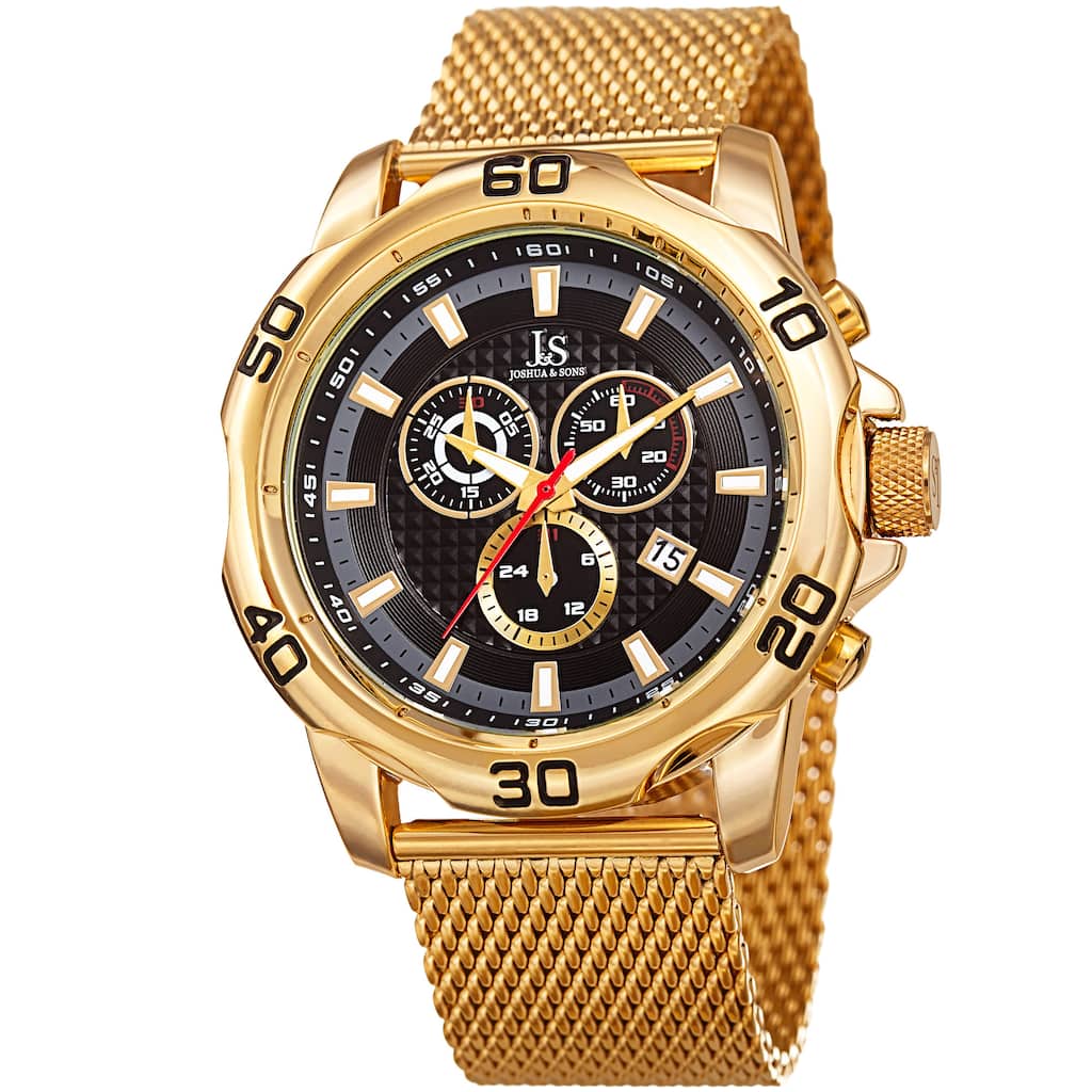 Joshua & Sons Men's Swiss Quartz Chronograph Gold-Tone Stainless Steel Bracelet Watch