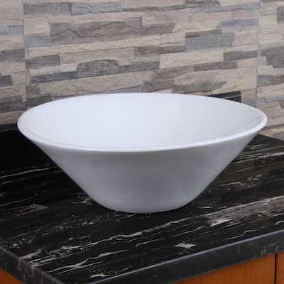 ELIMAX'S Unique Funnel Shape White Porcelain Ceramic Bathroom Vessel Sink