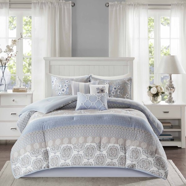 Madison Park Felicity Blue Cotton Comforter Set - Overstock - 12321885