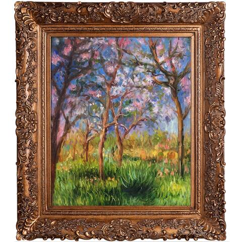 Claude Monet 'Giverny in Springtime' Hand Painted Framed Canvas Art