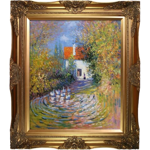 Claude Monet 'Geese in the Creek' Hand Painted Framed Canvas Art