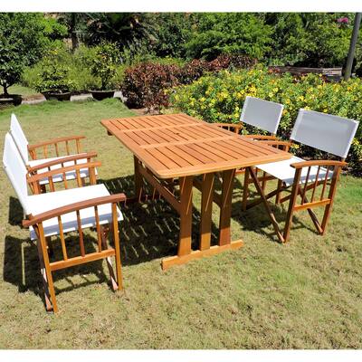 International Caravan Fasano Acacia Hardwood Outdoor Folding Dining Set (Set of 5)