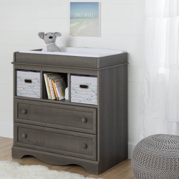 slide 2 of 8, South Shore Savannah 2 Baskets Grey Maple Changing Table Maple Finish - Beige/Grey
