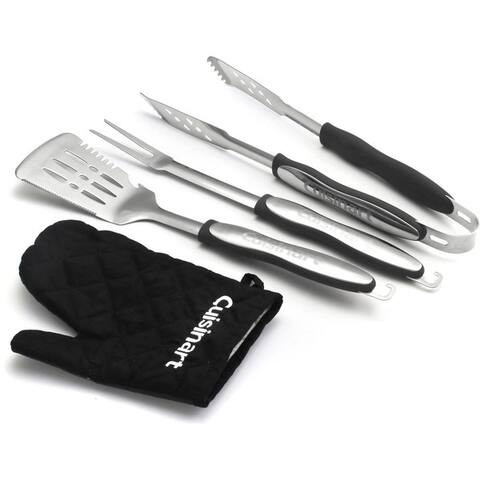 Cuisinart 3-Piece Black Grilling Tool Set with Grill Glove