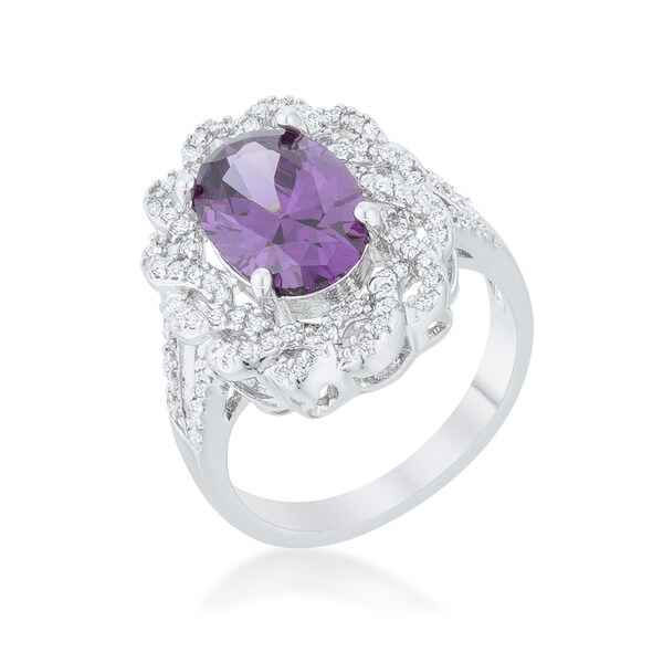 Kate Bissett Purple Amethyst Oval Classic Ring - Red