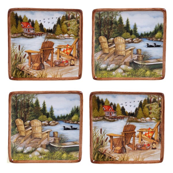 Certified International Lake Life 6-inch Canape Plates, Set of 4