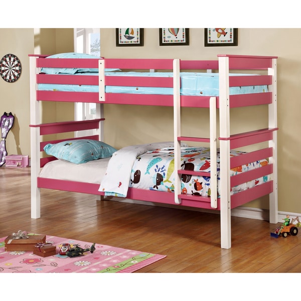 Shop Furniture of America Koso Transitional Pink Solid Wood Bunk Bed ...