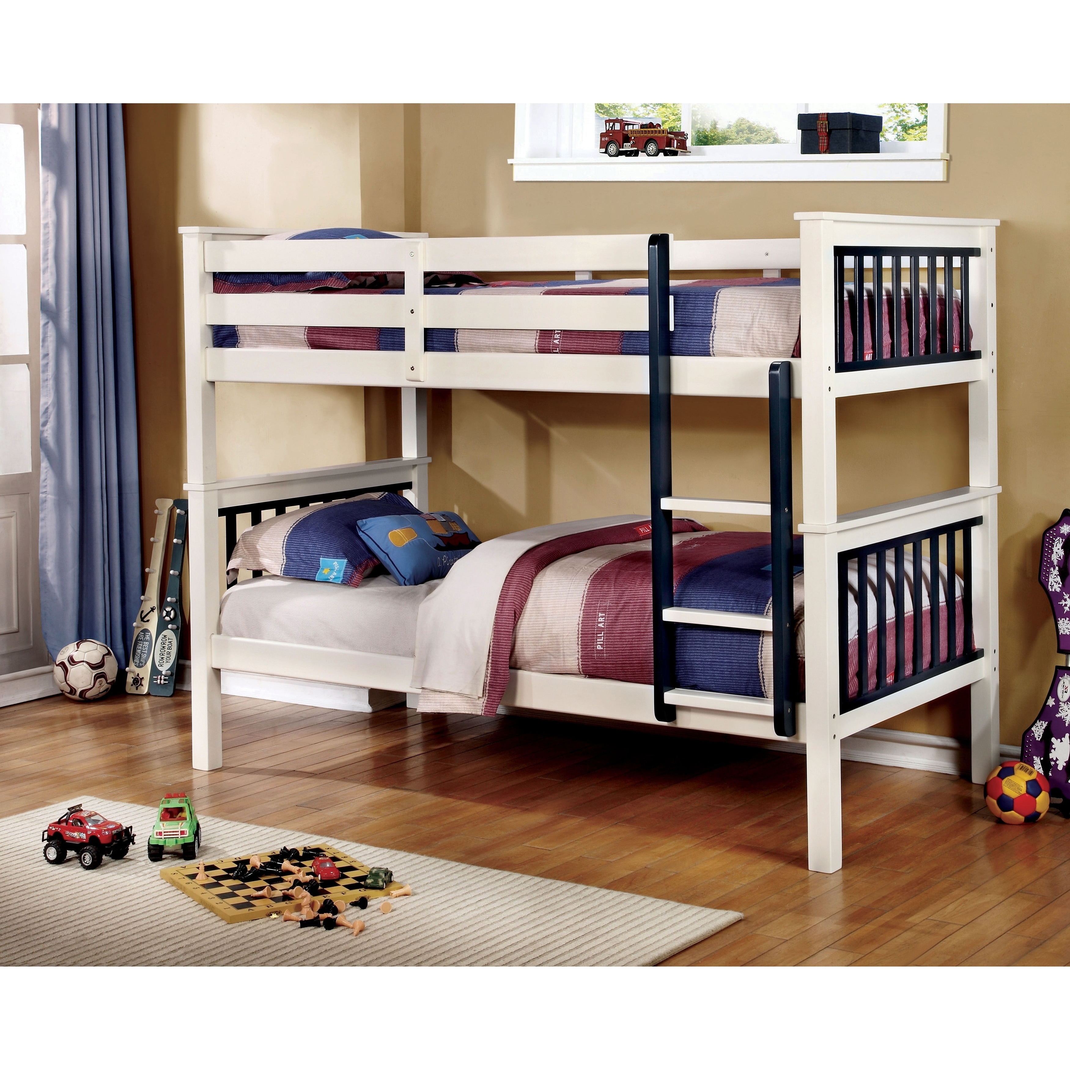 Shop Furniture Of America Goso Transitional Blue Solid Wood Bunk