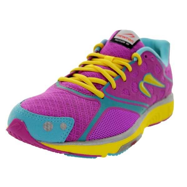 purple and yellow tennis shoes