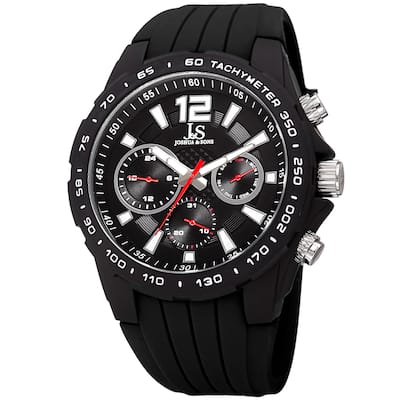 Joshua & Sone Men's Quartz Multifunction Tachymeter Black Strap Watch