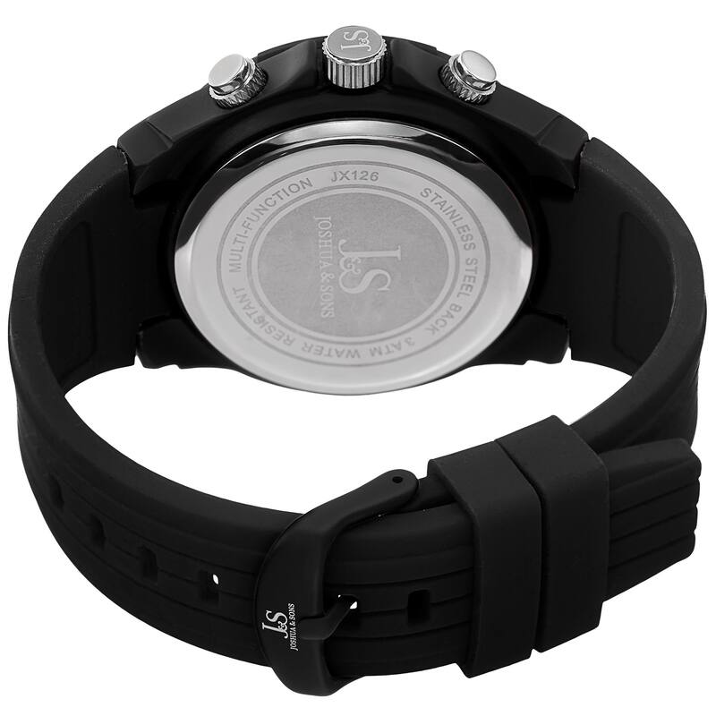 Joshua & Sone Men's Quartz Multifunction Tachymeter Black Strap Watch