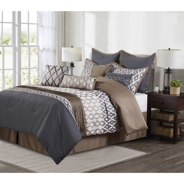 Shop Nanshing Caval Grey And Brown 10 Piece Polyester Comforter