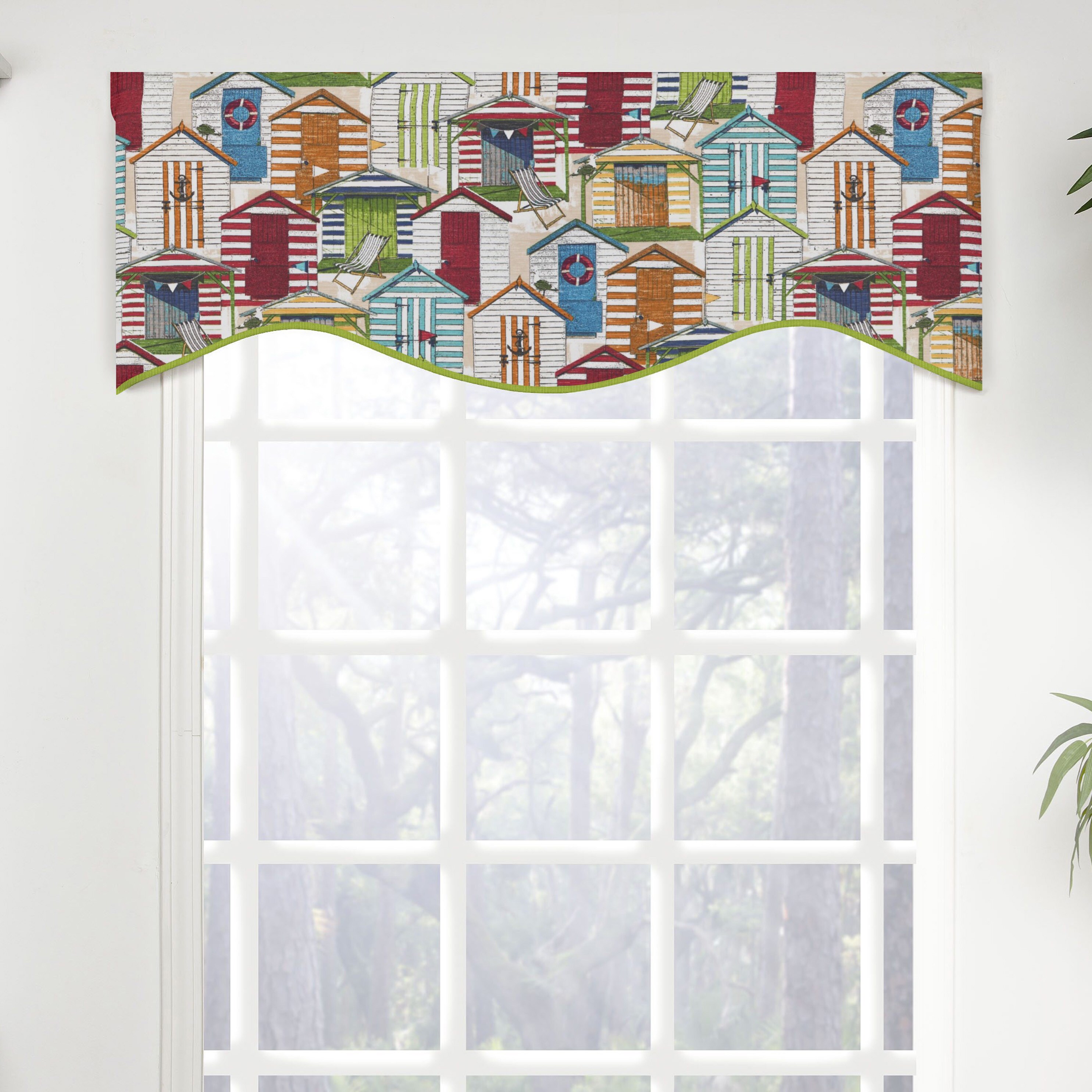 Shop Beach Cottage Print Shaped Window Valance Free Shipping On
