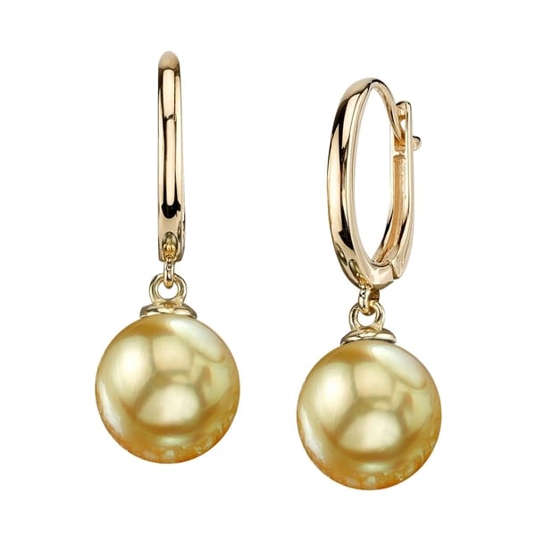 Radiance Pearl 14k Gold Golden South Sea Pearl Earrings (10-11mm/ 11 ...