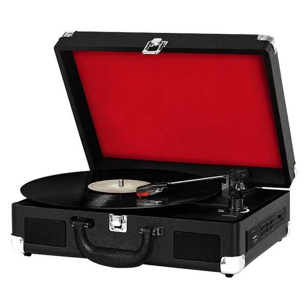 Pyle PVTTBT9BK Bluetooth Black Classic Vintage-style/Briefcase-style Vinyl-to-MP3 Recording MP3/USB Turntable Speaker System