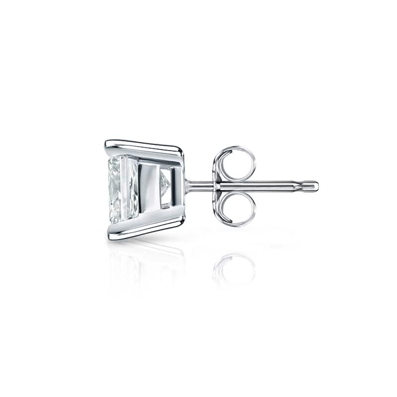 Auriya 14k Gold 1/4ct TDW Square Princess-Cut SINGLE STUD (1) Diamond Earring