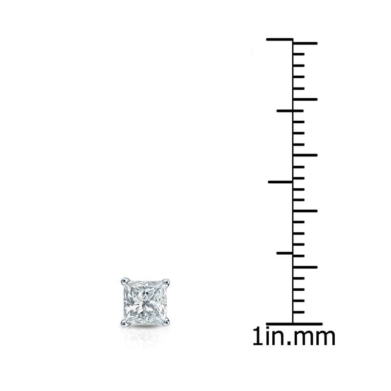 Auriya 14k Gold 1/4ct TDW Square Princess-Cut SINGLE STUD (1) Diamond Earring