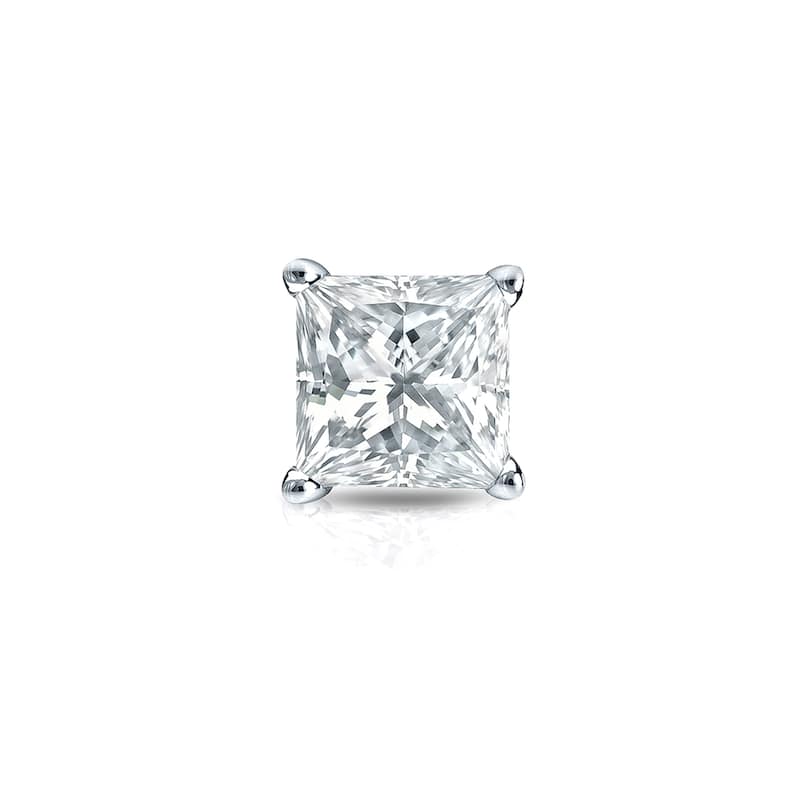 Auriya 14k Gold 1/4ct TDW Square Princess-Cut SINGLE STUD (1) Diamond Earring
