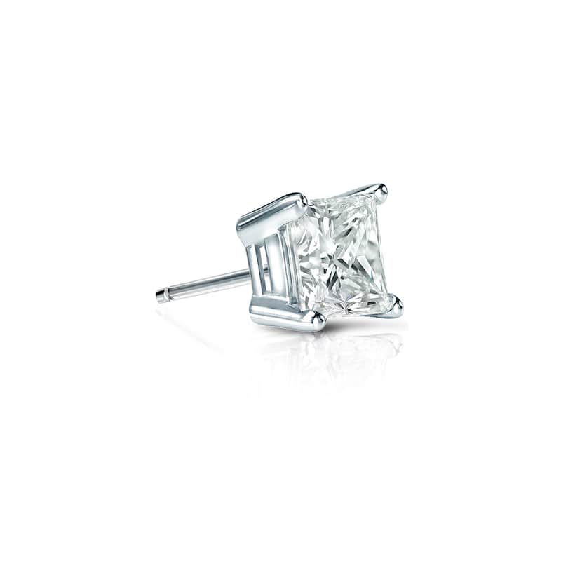 Auriya 1/4ctw Princess-Cut Diamond SINGLE STUD (1) Earring 14k Gold - White