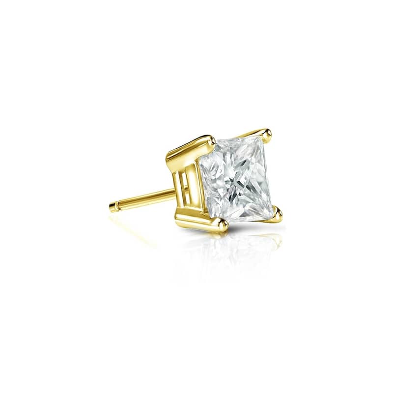 Auriya 1/4ctw Princess-Cut Diamond SINGLE STUD (1) Earring 14k Gold - Yellow