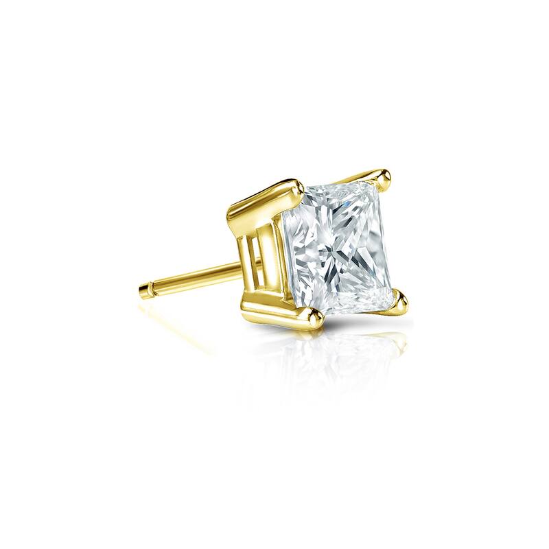 Auriya 1/3ctw Princess-Cut Diamond SINGLE STUD (1) Earring 14k Gold - Yellow