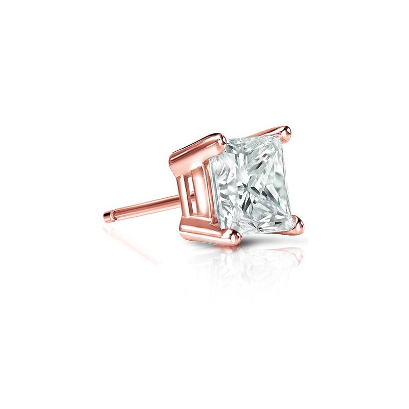 Auriya 14k Gold 1/3ct TDW Princess-Cut SINGLE STUD (1) Diamond Earring