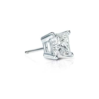 Auriya 14k Gold 1/3ct TDW Princess-Cut SINGLE STUD (1) Diamond Earring