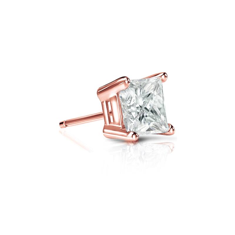 Auriya 14k Gold 1/3ct TDW Princess-Cut SINGLE STUD (1) Diamond Earring