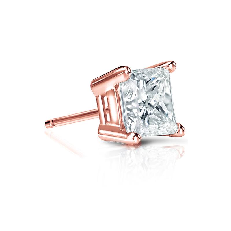 Auriya 14k Gold 1/2ct TDW Princess-Cut SINGLE STUD (1) Diamond Earring