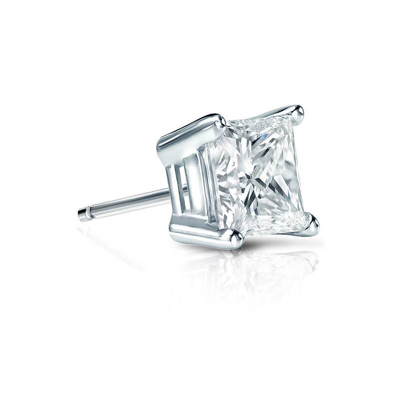 Auriya 14k Gold 1/2ct TDW Princess-Cut SINGLE STUD (1) Diamond Earring