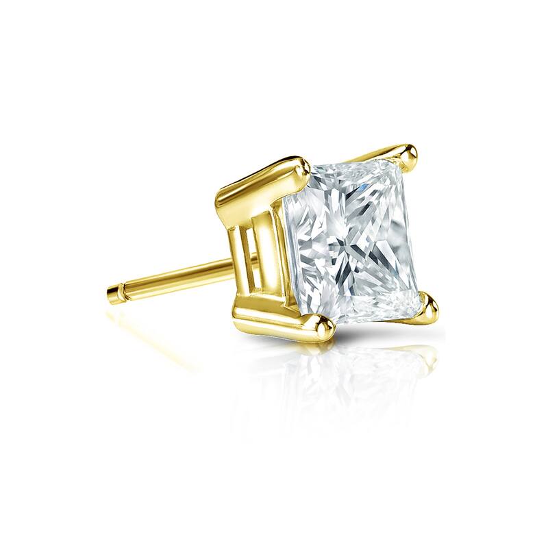 Auriya 14k Gold 1/2ct TDW Princess-Cut SINGLE STUD (1) Diamond Earring