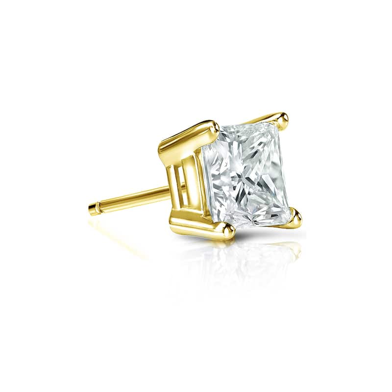 Auriya 14k Gold 1/2ct TDW Princess-Cut SINGLE STUD (1) Diamond Earring