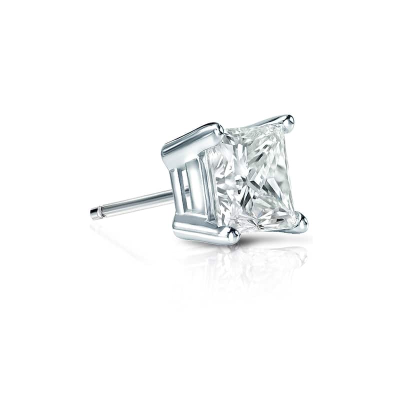 Auriya 14k Gold 1/2ct TDW Princess-Cut SINGLE STUD (1) Diamond Earring