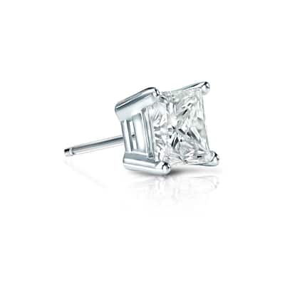 Auriya 14k Gold 1/2ct TDW Princess-Cut SINGLE STUD (1) Diamond Earring