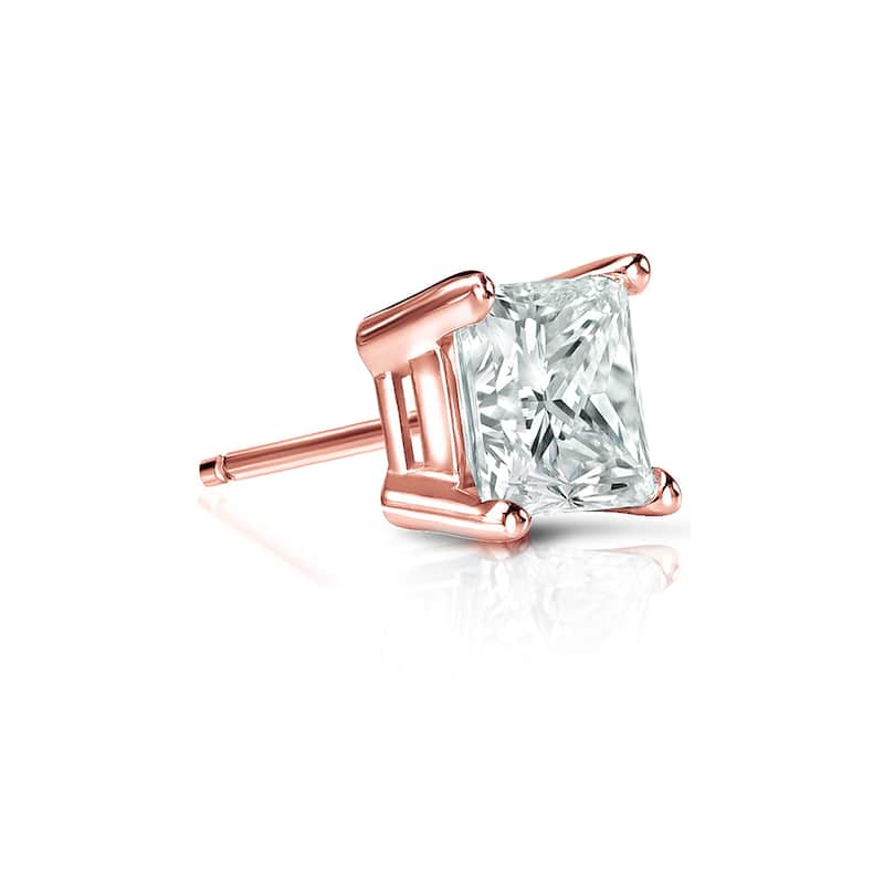 Auriya 14k Gold 1/2ct TDW Princess-Cut SINGLE STUD (1) Diamond Earring