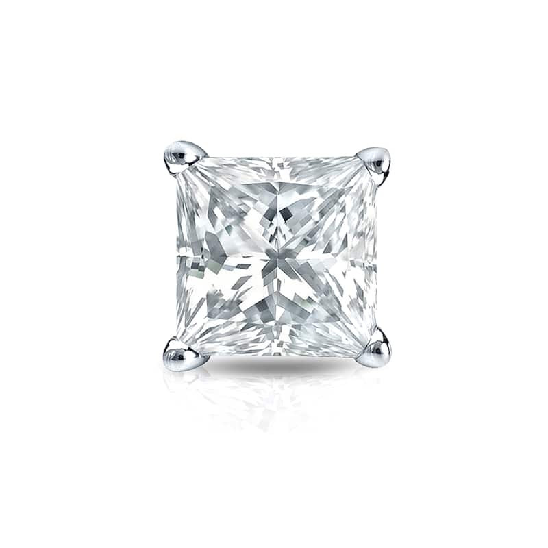 Auriya 14k Gold 3/4ct TDW Princess-cut SINGLE STUD (1) Diamond Earring
