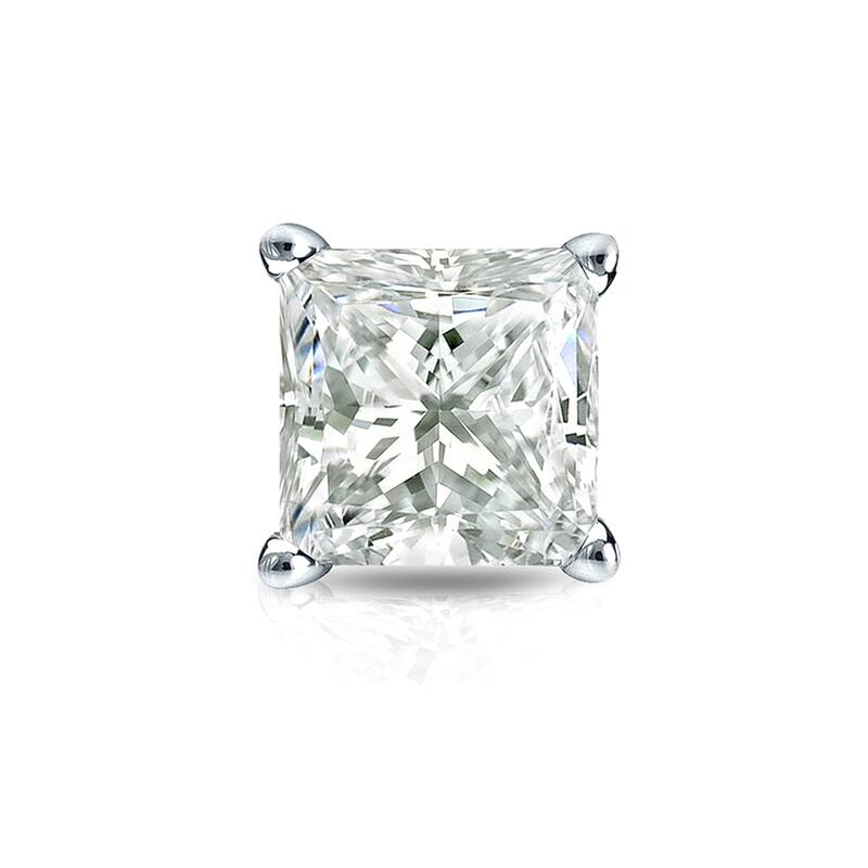 Auriya 14k Gold 3/4ct TDW Princess-Cut SINGLE STUD (1) Diamond Earring