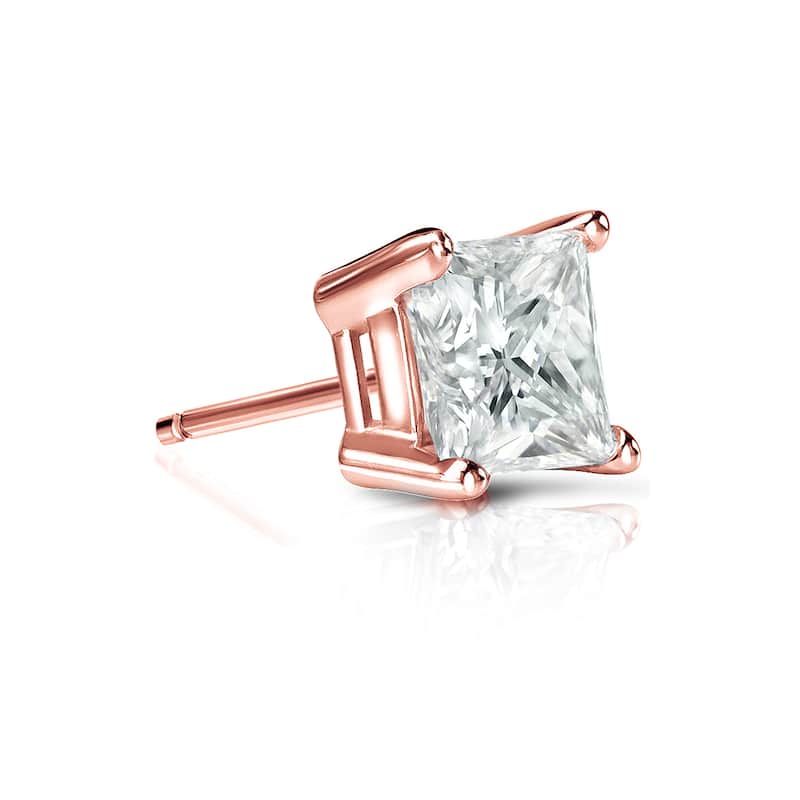 Auriya 14k Gold 3/4ct TDW Princess-Cut SINGLE STUD (1) Diamond Earring