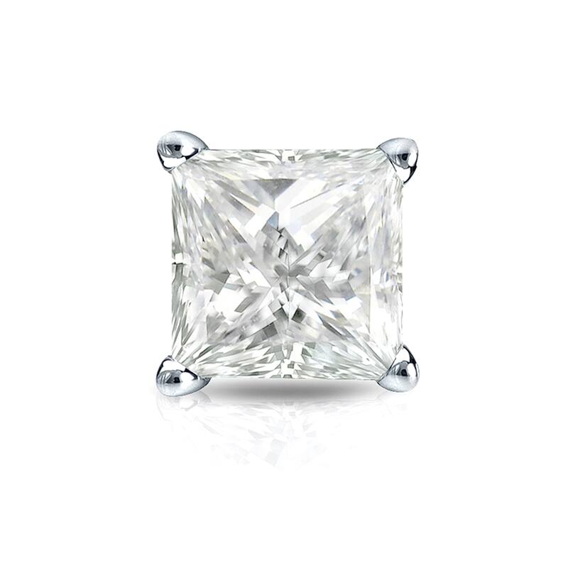 Auriya 14k Gold 1ct TDW Princess-Cut SINGLE STUD (1) Diamond Earring