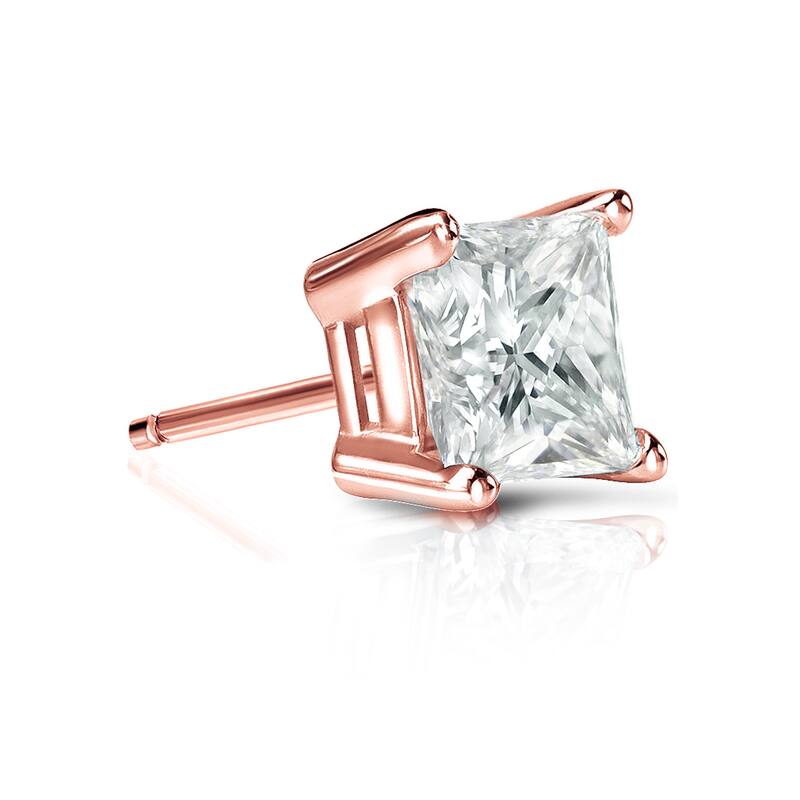 Auriya 14k Gold 1ct TDW Princess-Cut SINGLE STUD (1) Diamond Earring