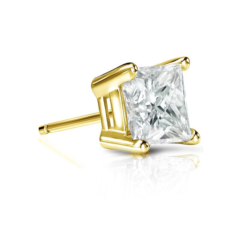 Auriya 14k Gold 1ct TDW Princess-Cut SINGLE STUD (1) Diamond Earring