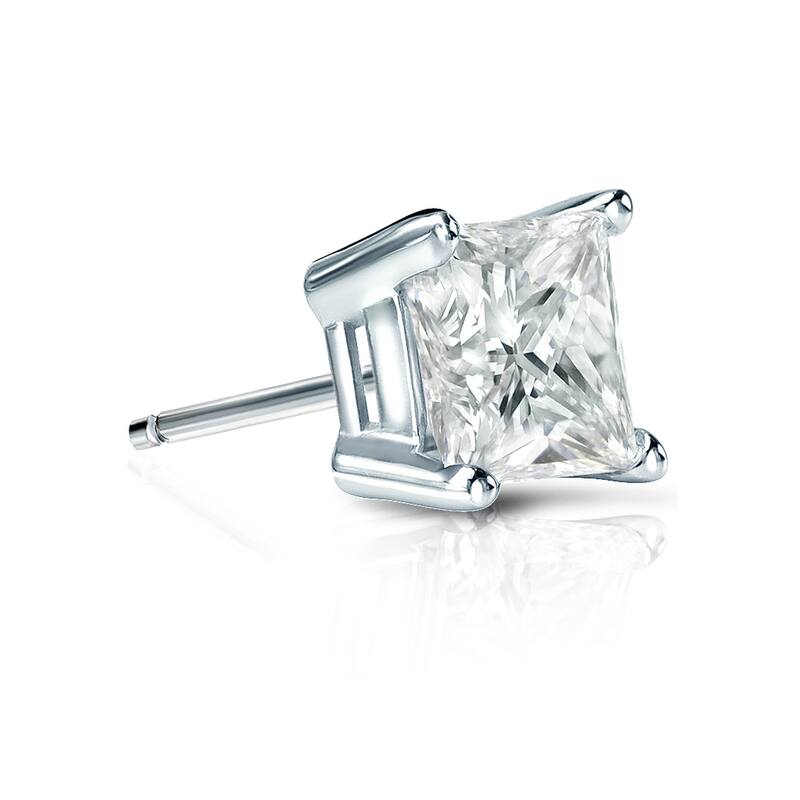 Auriya 14k Gold 1ct TDW Princess-Cut SINGLE STUD (1) Diamond Earring