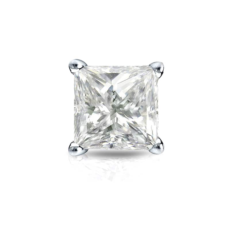 Auriya 14k Gold 3/4ct TDW Princess-Cut SINGLE STUD (1) Diamond Earring