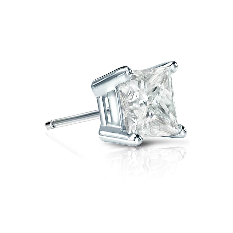 Auriya 14k Gold 3/4ct TDW Princess-Cut SINGLE STUD (1) Diamond Earring