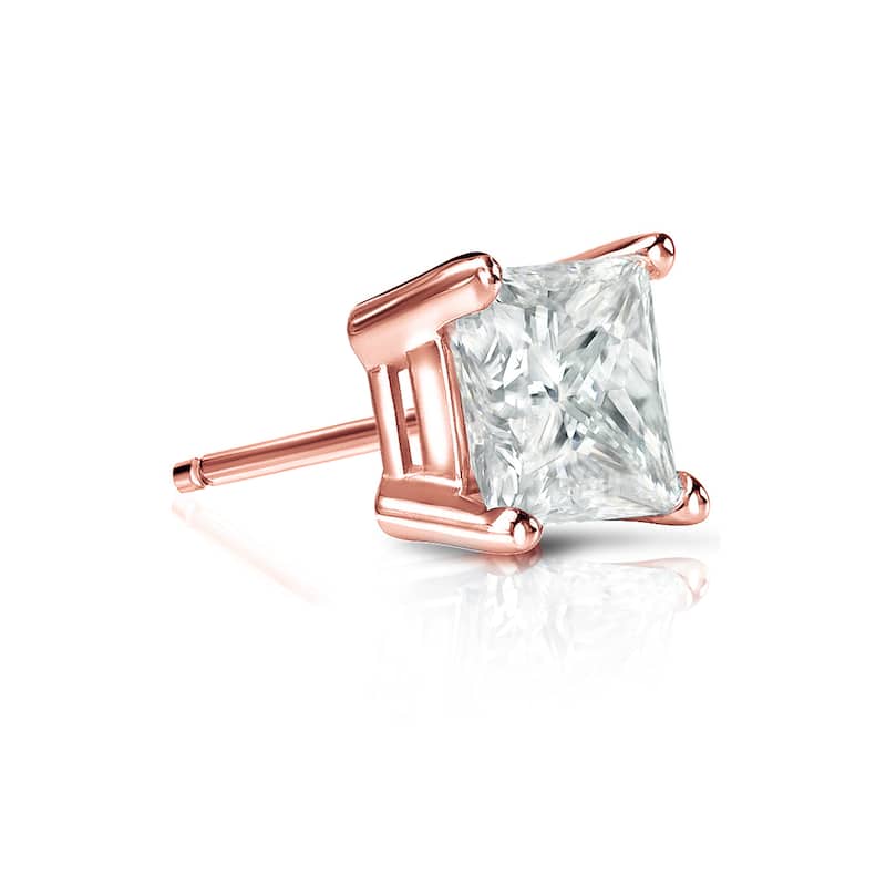 Auriya 14k Gold 3/4ct TDW Princess-Cut SINGLE STUD (1) Diamond Earring