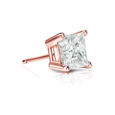 Auriya 14k Gold 3/4ct TDW Princess-Cut SINGLE STUD (1) Diamond Earring