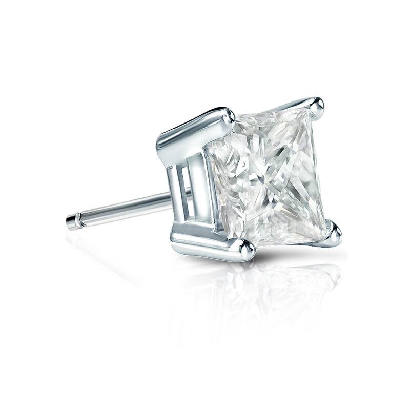 Auriya 14k Gold 1ct TDW Princess-Cut SINGLE STUD (1) Diamond Earring