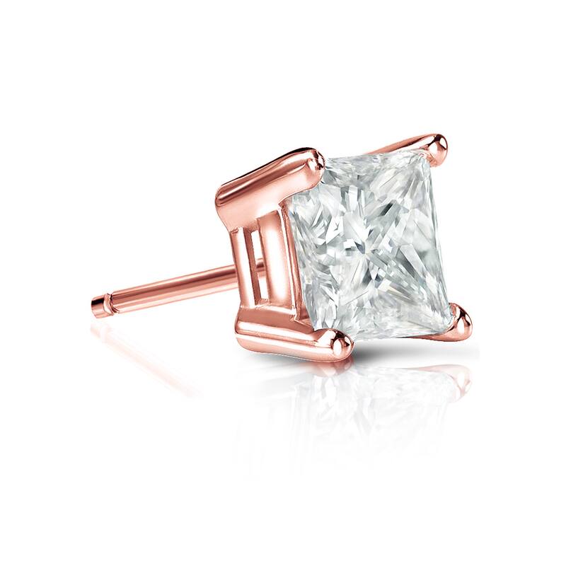 Auriya 14k Gold 1ct TDW Princess-Cut SINGLE STUD (1) Diamond Earring