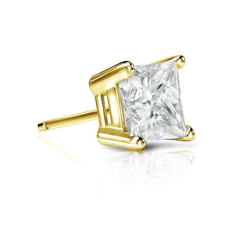 Auriya 14k Gold 1ct TDW Princess-Cut SINGLE STUD (1) Diamond Earring