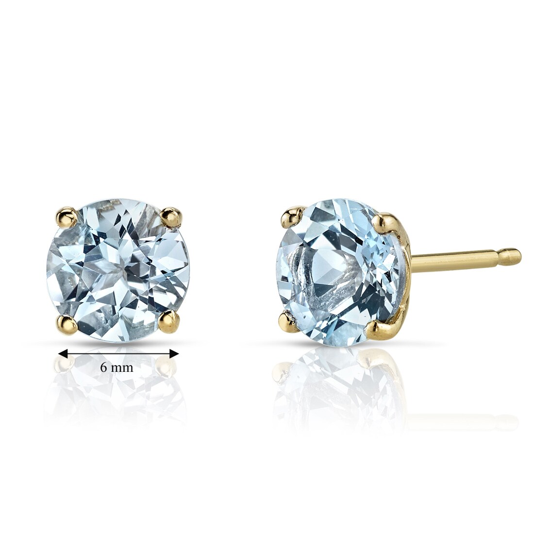 2 Carat Genuine Aquamarine & Diamond Round Stud Earrings 14Kt White Gold